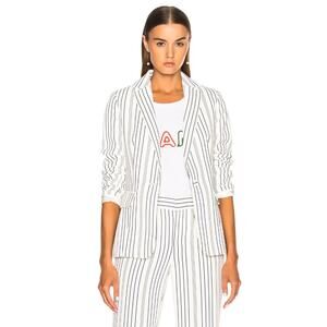 Frame True Blazer Off White Blue Striped Womens Lined Size 10